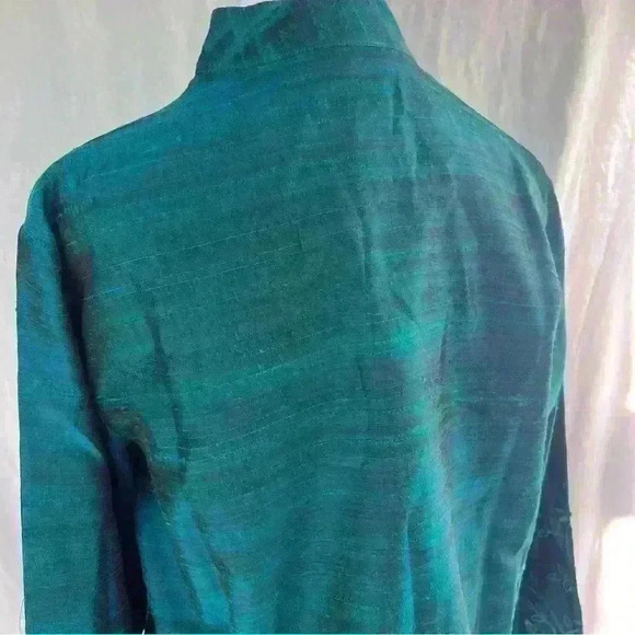 NWT Coldwater Creek silk embroidered teal jacket. - Picture 7 of 9
